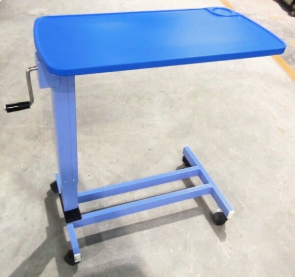 Over bed table adjustable height with gear abs top