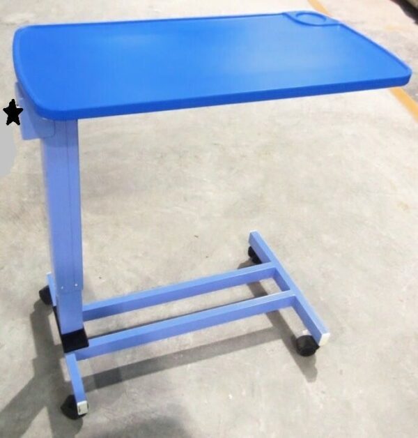 Over bed table adjustable height with knob abs top